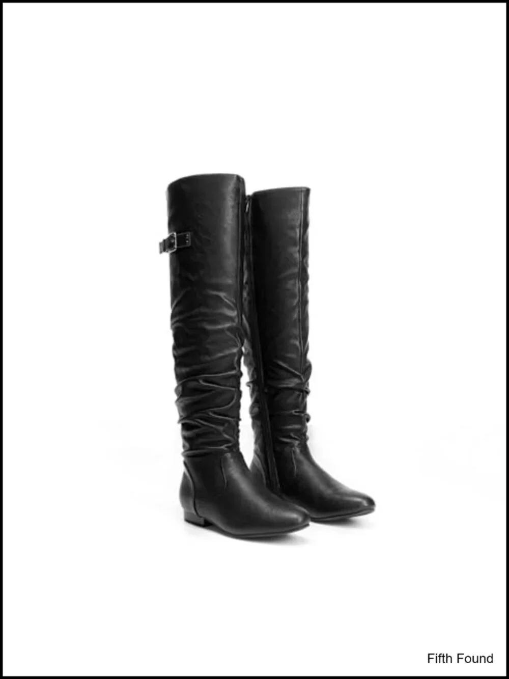 Over the Knee Flat Boots Faux Fur Lined Slouch Thigh High Buckle Lace Up